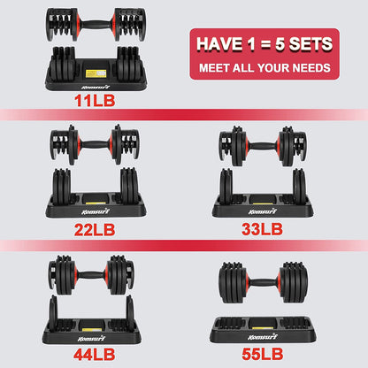 Adjustable Dumbbell, 25/55 Lb Single Dumbbell with Weight Dial Function, Fast Adjust Weight 