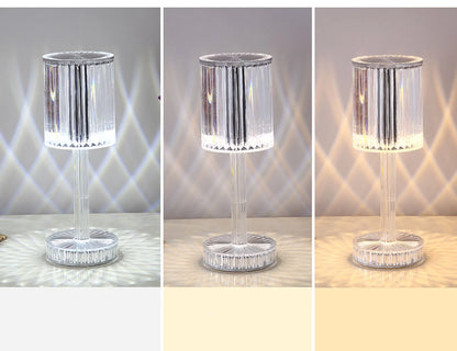 Crystal Table Lamp (Touch & Remote), RGB 3 Colors Changing Lamp Rechargeable 