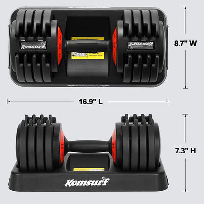 Adjustable Dumbbell, 25/55 Lb Single Dumbbell with Weight Dial Function, Fast Adjust Weight 