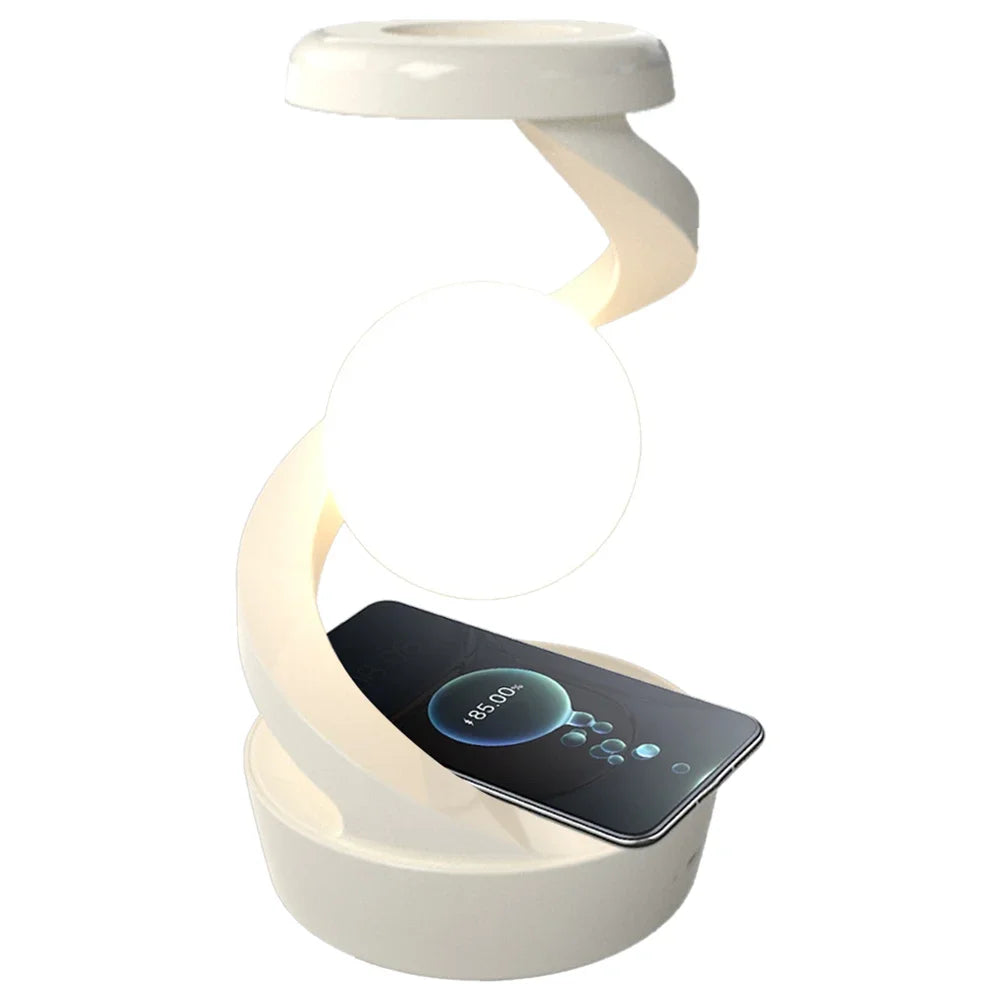 Floating and Spinning LED Moon Lamp 3D Levitating Ball Lamp RGB with Wireless Phone Charger 